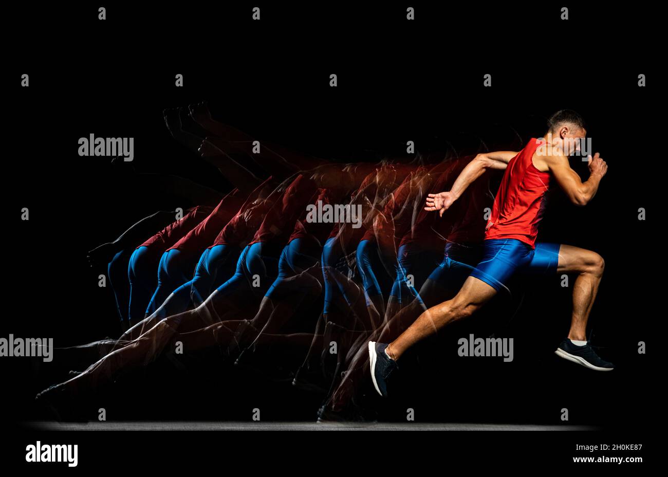 Fulllength portrait of young male athlete, professional runner in