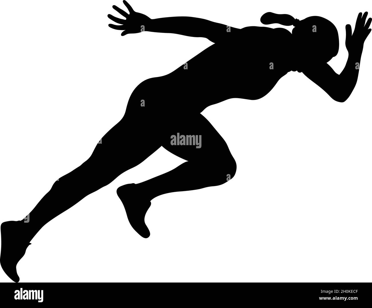 start running sprint female athlete black silhouette Stock Vector