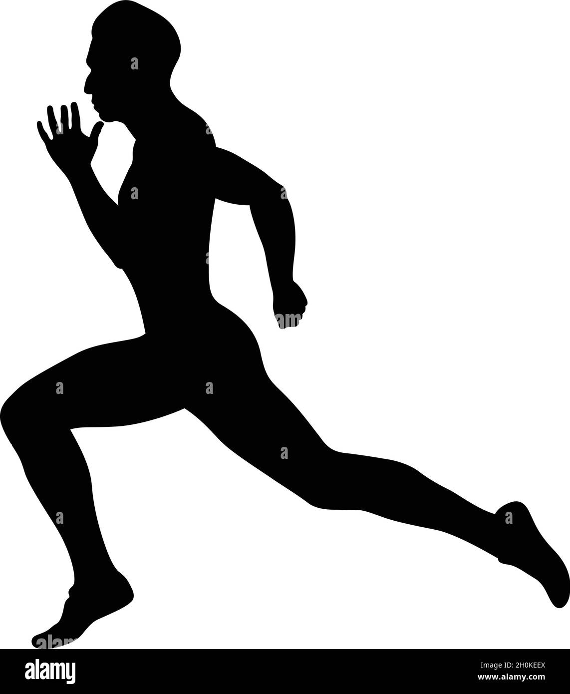 black silhouette male runner athlete running sprint Stock Vector Image ...
