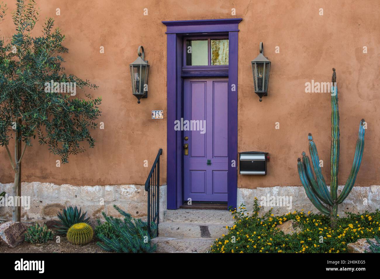 Colorful Historic Tucson Door Architecture - Arizona Stock Photo