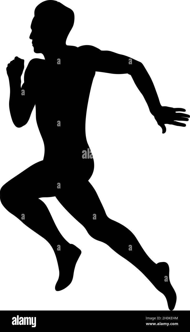 male runner athlete running sprint black silhouette Stock Vector Image ...