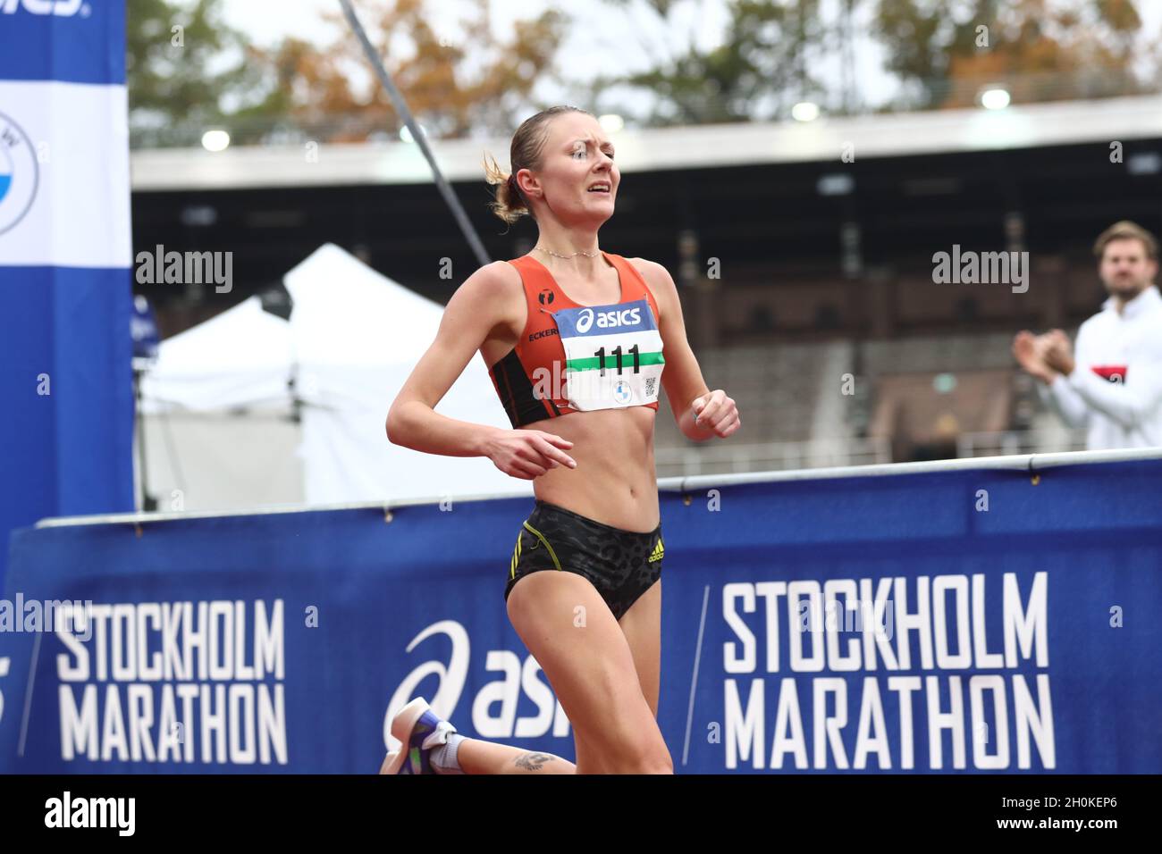 No. 111 Carolina Wikström during the 42nd edition of the ASICS Stockholm  Marathon. One week before the race, 12,018 had registered for the race, of  which 3,405 were women. This year, participants