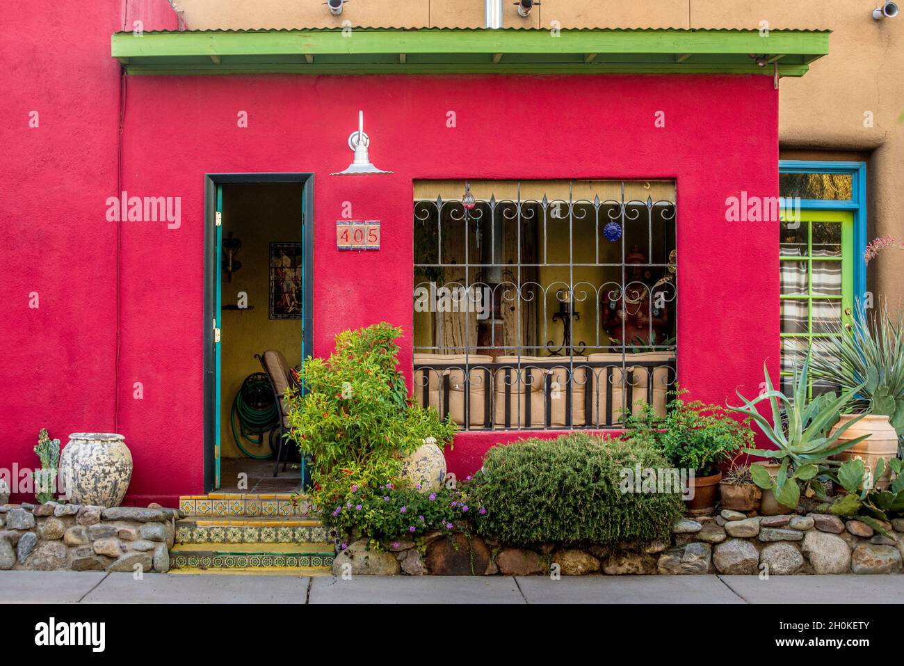 Colorful Historic Tucson Door Architecture - Arizona Stock Photo