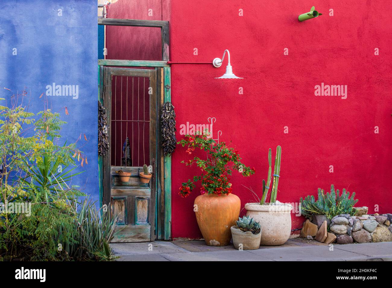 Colorful Historic Tucson Door Architecture - Arizona Stock Photo