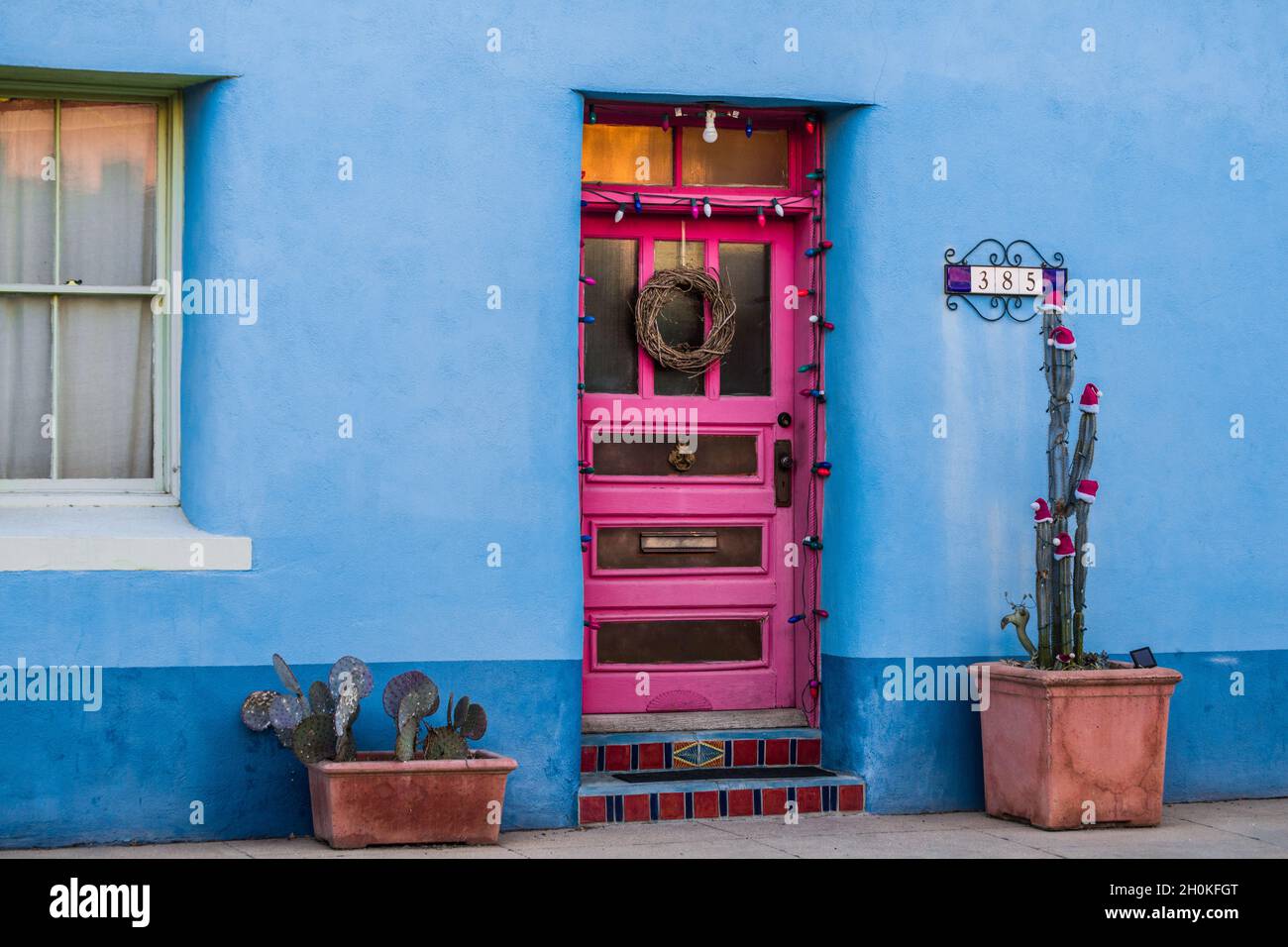 Colorful Historic Tucson Door Architecture - Arizona Stock Photo