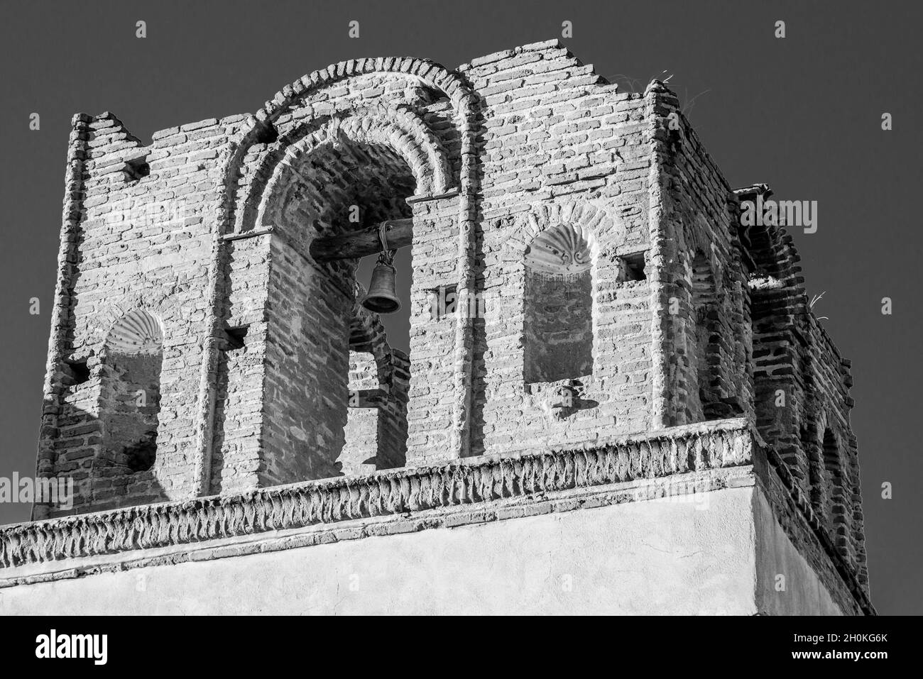 Ruined Spanish Mission Bell Tower - Tumacacori National Historical Park - Tubac, Arizona Stock Photo