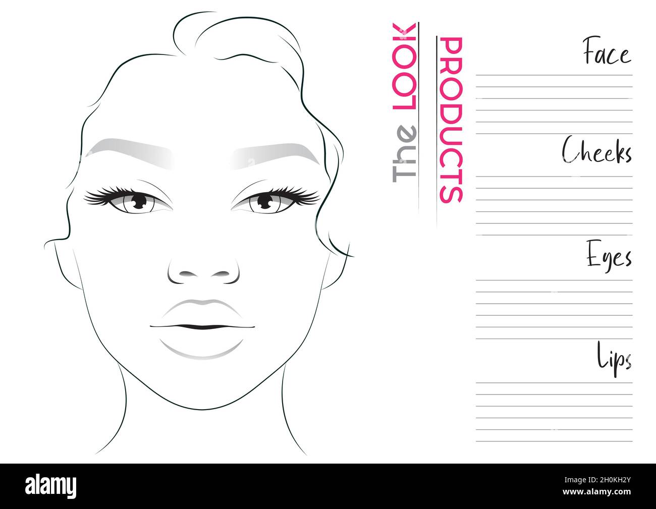 Realistic Makeup Artist Face Chart Blank Template. Vector Illustration  Stock Vector Image & Art - Alamy