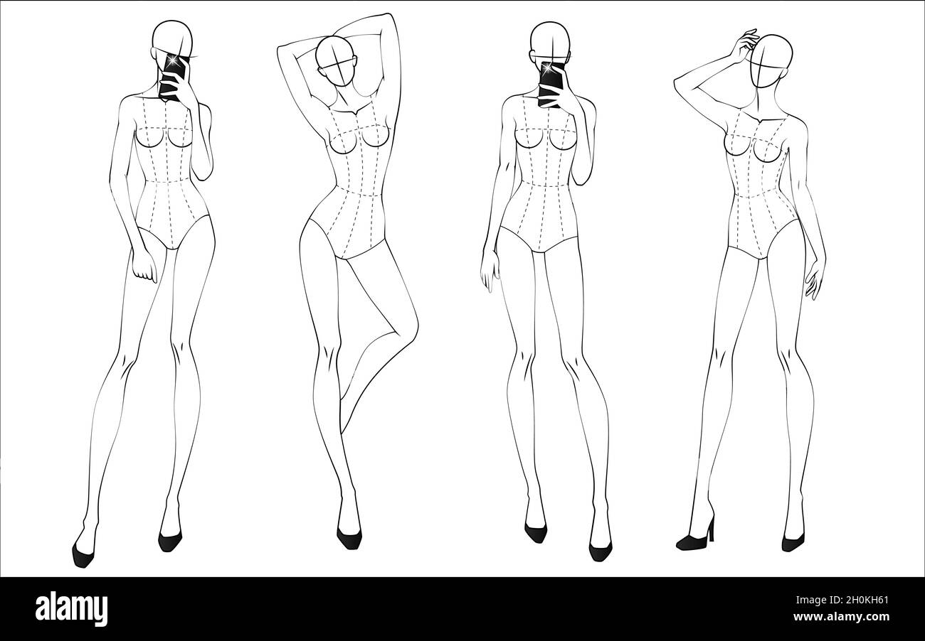 Side/three-quarter/back Pose Fashion Croquis Pack, Female Figure Template,  Body Pose for Fashion Illustration, Fashion Sketch, Fashion Draw - Etsy