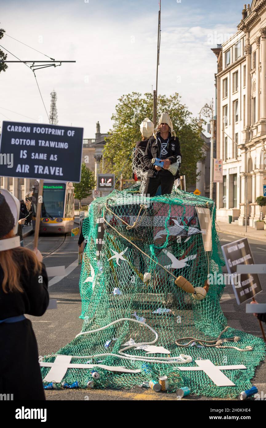 Extinction Rebellion are calling on the Irish Government to urgently increase Marine Protected Areas and ban bottom trawling from Irish waters Stock Photo