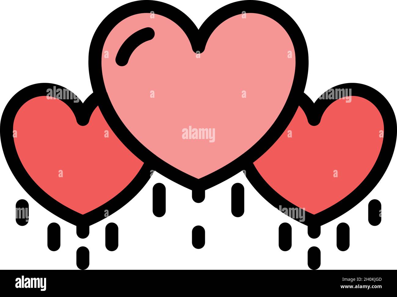 Hearts loyalty icon. Outline hearts loyalty vector icon color flat ...