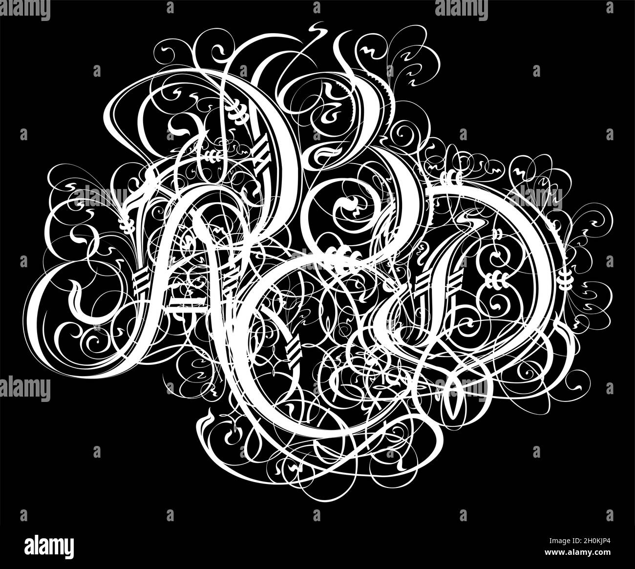 Gothic abstract calligraphy. Uncial Fraktur. Tattoo, T-Shirt Design and Printing, clothes, bags, posters, invitations cards leaflets etc Stock Vector