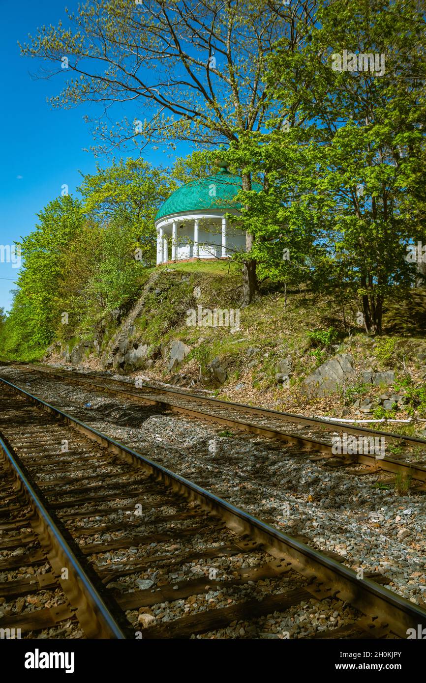 The Round House, Prince's Lodge over looking railway tracks Stock Photo