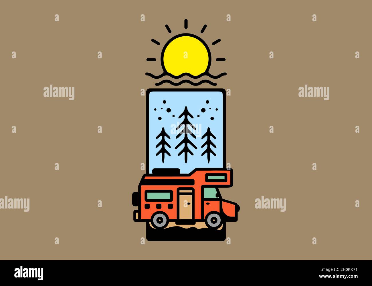 Line art illustration of campervan design Stock Vector Image & Art - Alamy