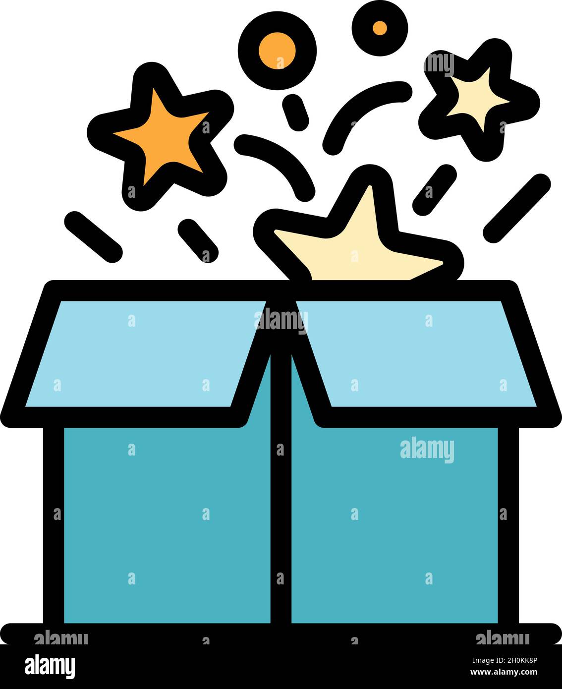 Open award box icon. Outline open award box vector icon color flat isolated Stock Vector