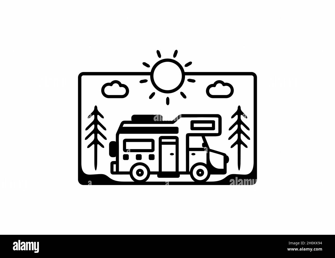 Line art illustration of campervan design Stock Vector Image & Art - Alamy