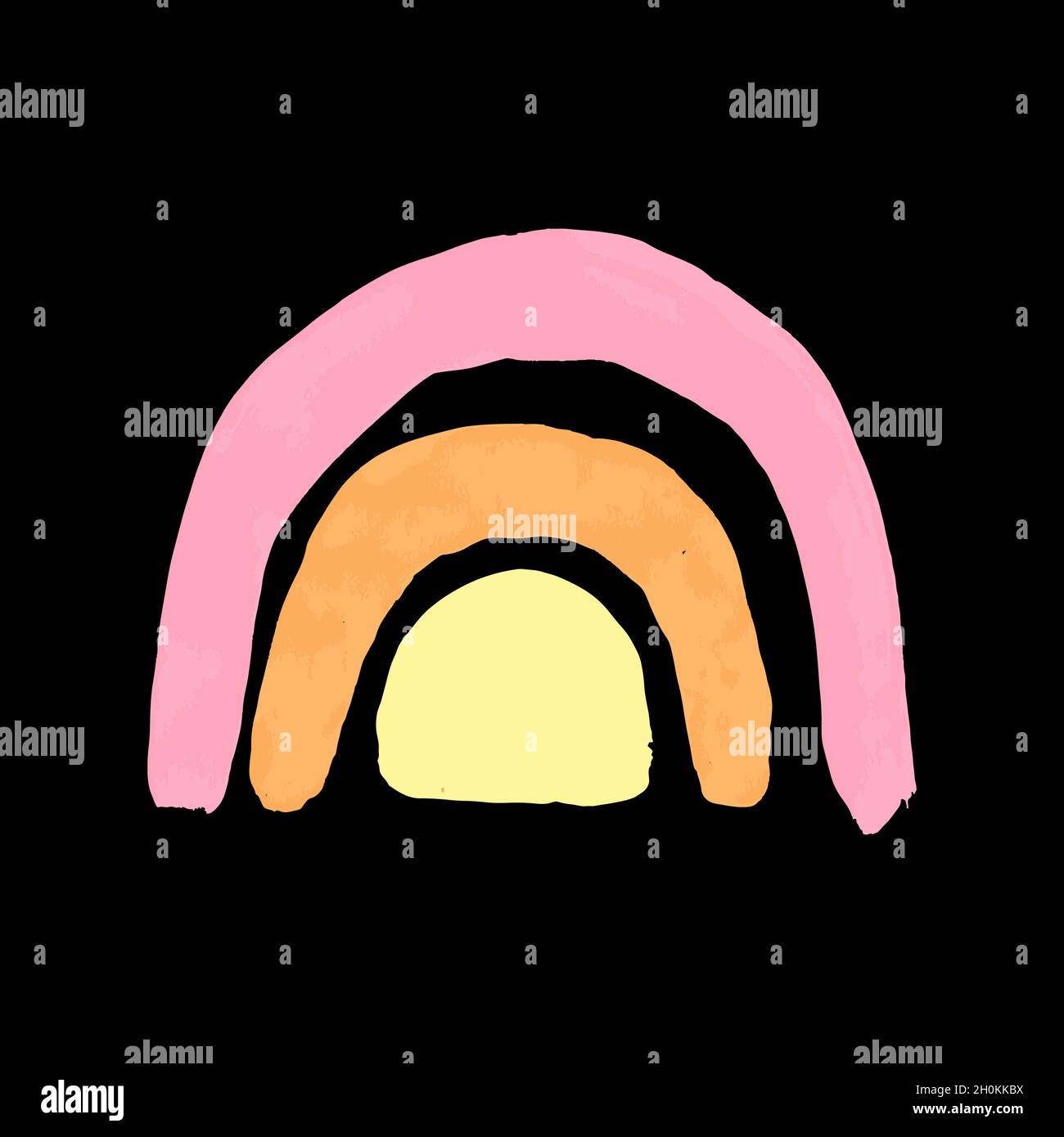 Hand drawn acrilic brush stroke in rainbow shape Stock Vector