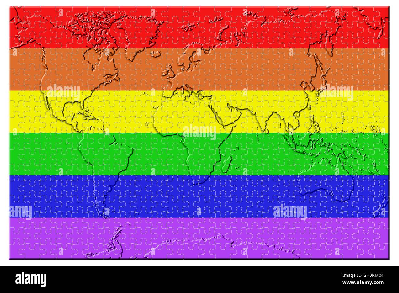3D illustration. Peace flag, world map puzzle isolated on white background. Stock Photo
