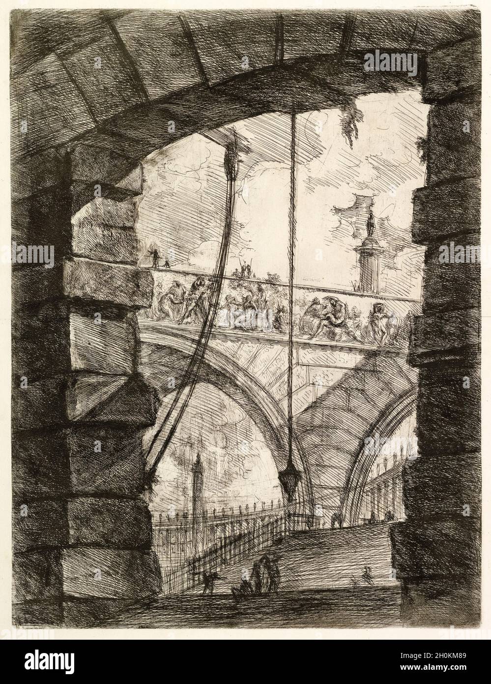 Giovanni Battista Piranesi, The Grand Piazza, from Carceri d'invenzione (Imaginary Prisons), engraving, 1749-1750 Stock Photo