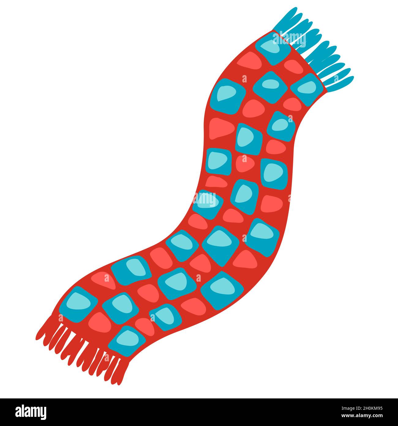 Winter illustration of scarf. Symbol in hand drawn style Stock Vector