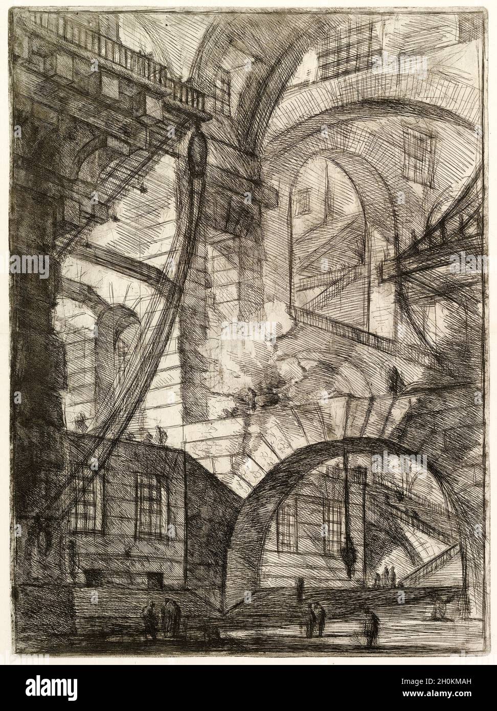 Giovanni Battista Piranesi, The Smoking Fire from Carceri d'invenzione (Imaginary Prisons), engraving, 1749-1750 Stock Photo