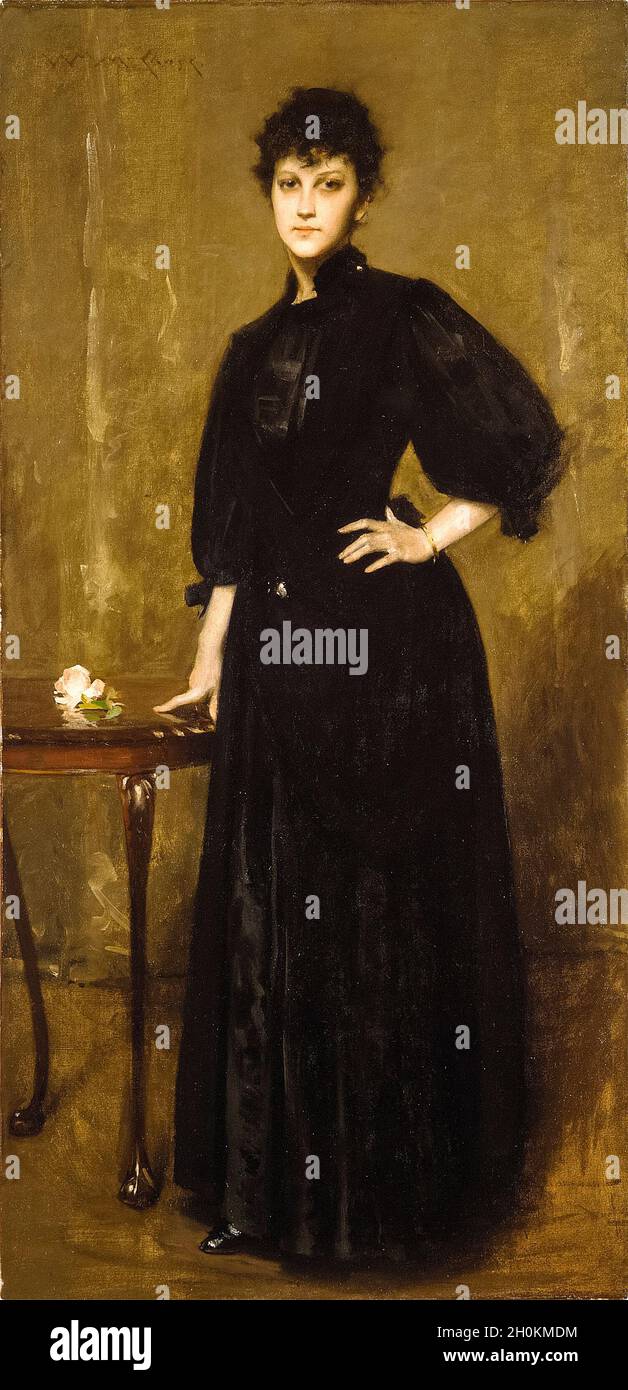 William Merritt Chase, Lady in Black (Marietta Benedict Cotton (1868–1947)), portrait painting, 1888 Stock Photo