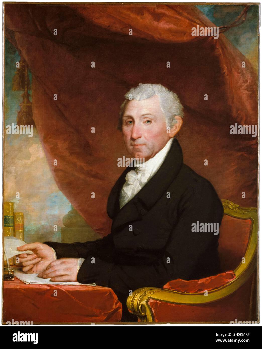 James Monroe (1758-1831), American statesman and Founding Father, 5th President of the United States, portrait painting by Gilbert Stuart, 1820-1822 Stock Photo