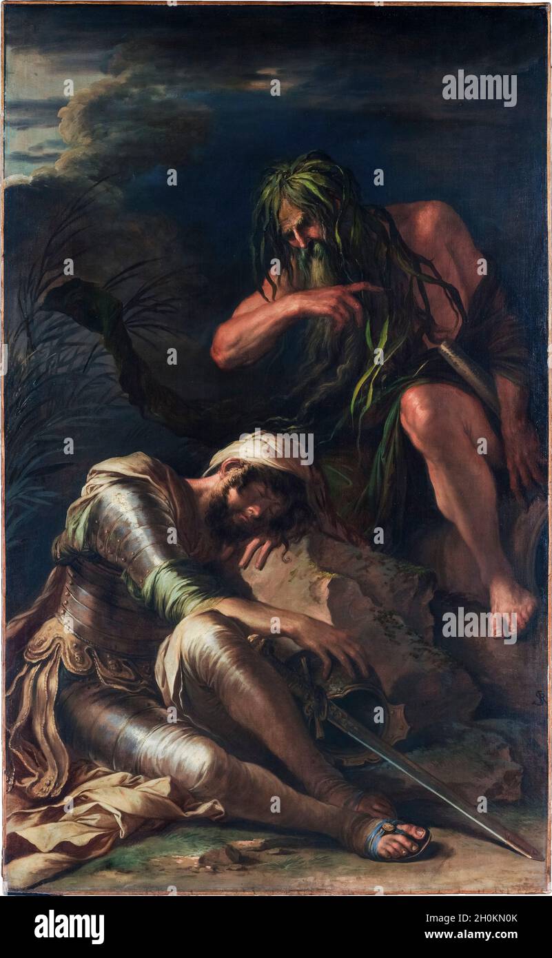 Salvator Rosa, The Dream of Aeneas, painting, 1660-1665 Stock Photo