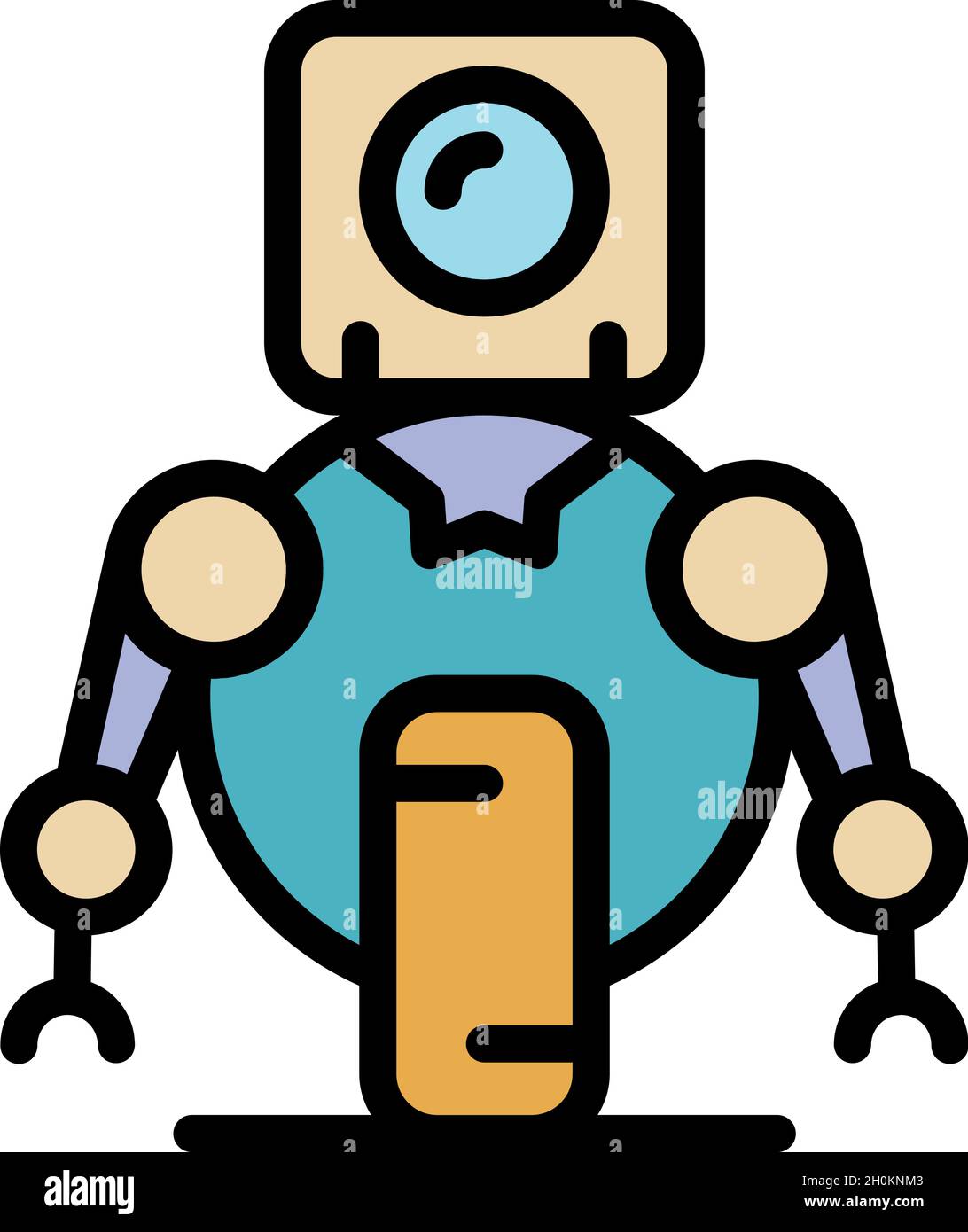 One wheel robot icon. Outline one wheel robot vector icon color flat ...