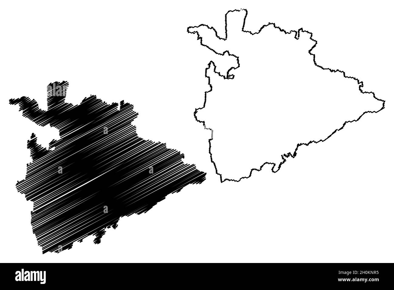 Koppal district (Karnataka State, Republic of India, Gulbarga division) map vector illustration, scribble sketch Koppal map Stock Vector