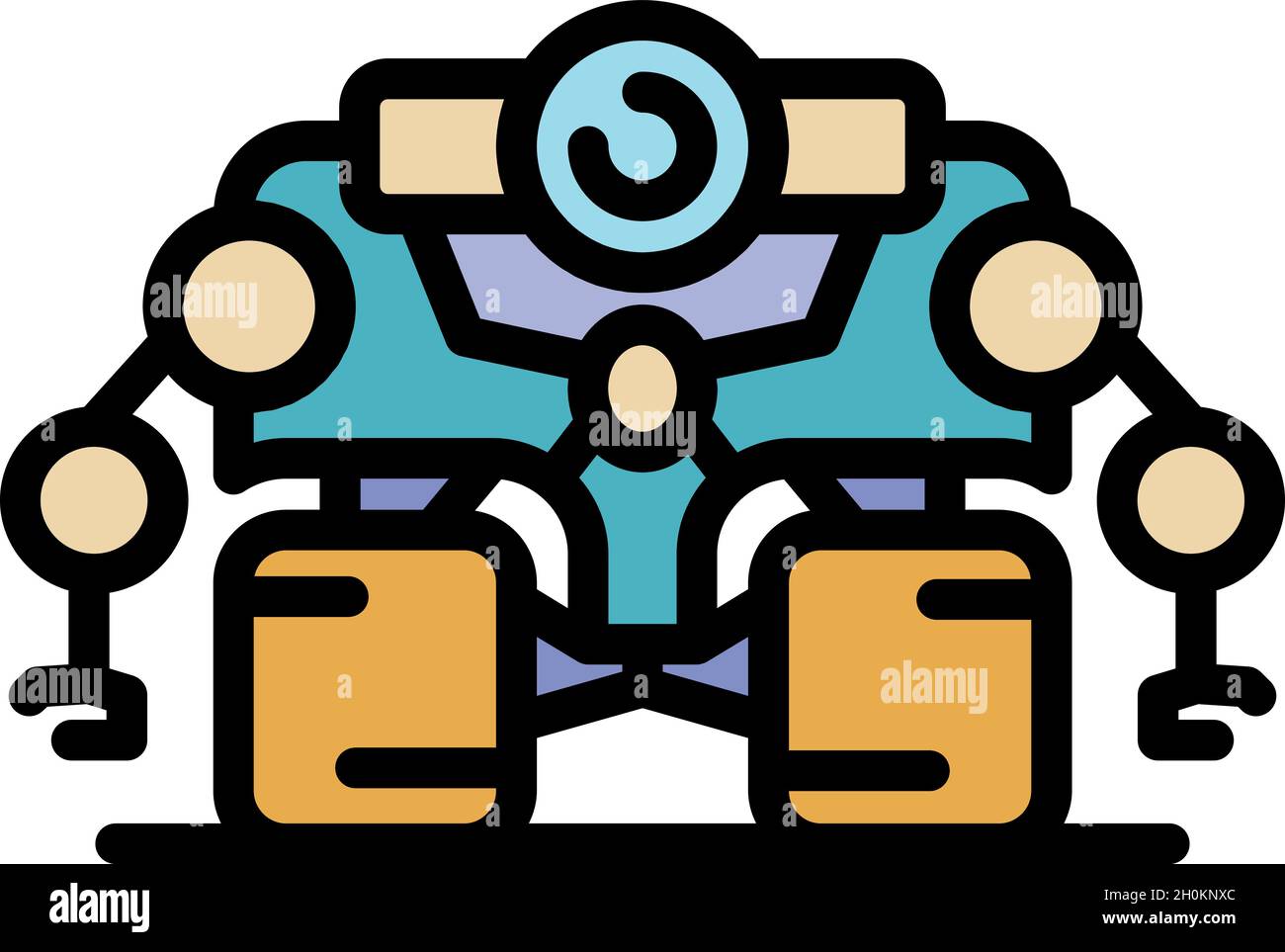 Super space robot icon. Outline super space robot vector icon color flat isolated Stock Vector