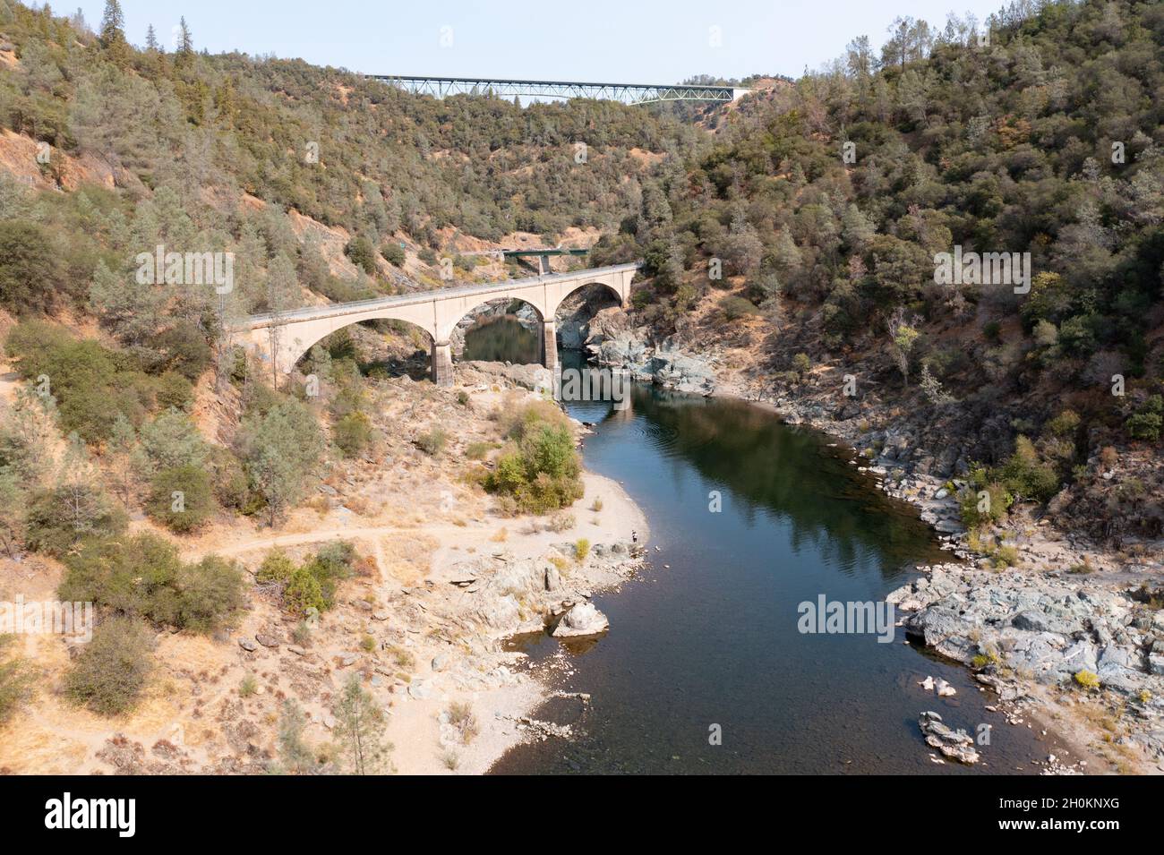 The American River flows through the Auburn Recreation Area, a scenic canyon not far away from California's capitol, Sacramento. Stock Photo