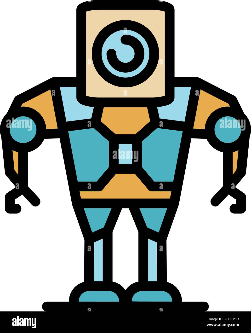 Android robot icon. Outline android robot vector icon color flat ...