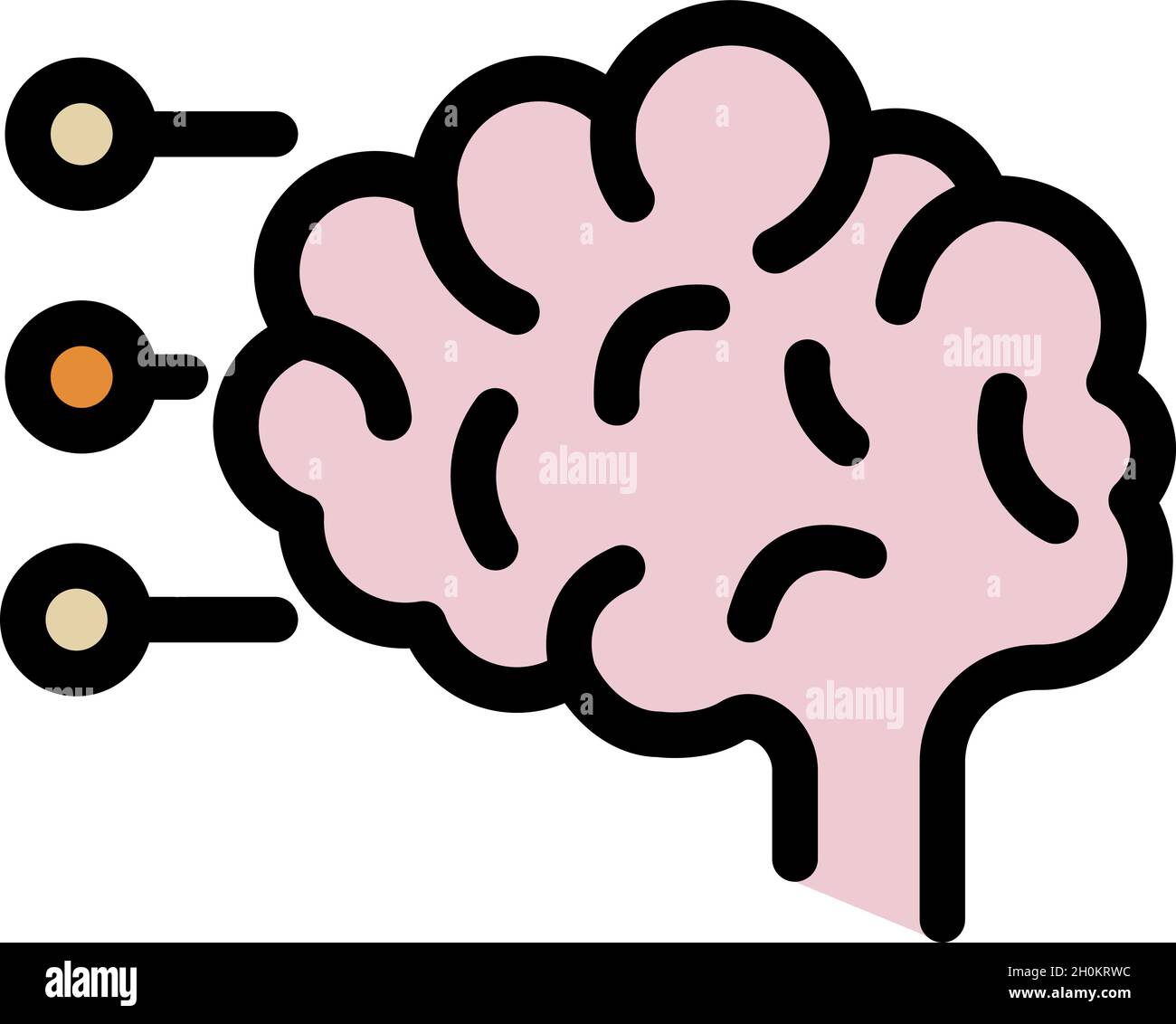 The human brain and footnotes icon. Outline the human brain and ...