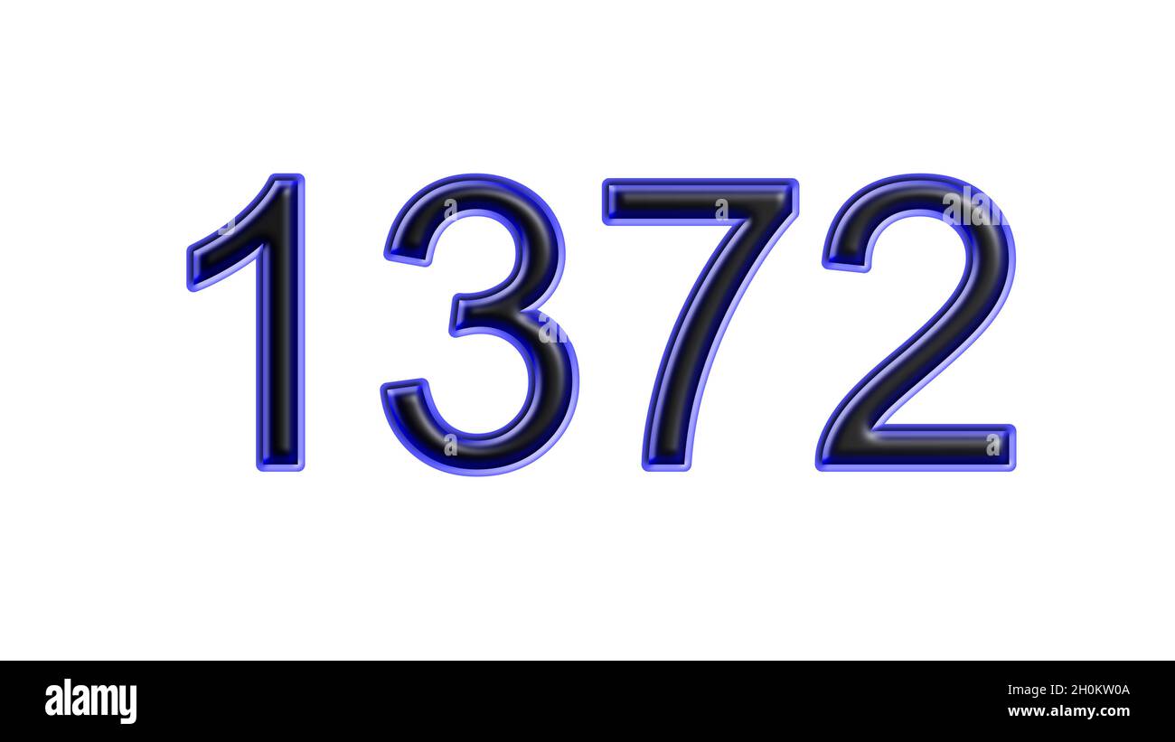 blue 1372 number 3d effect white background Stock Photo