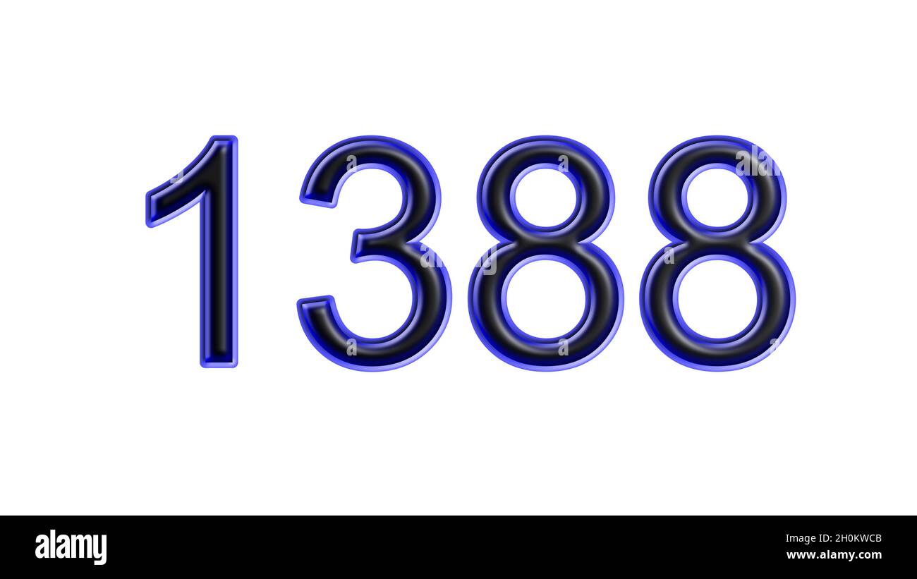 blue 1388 number 3d effect white background Stock Photo