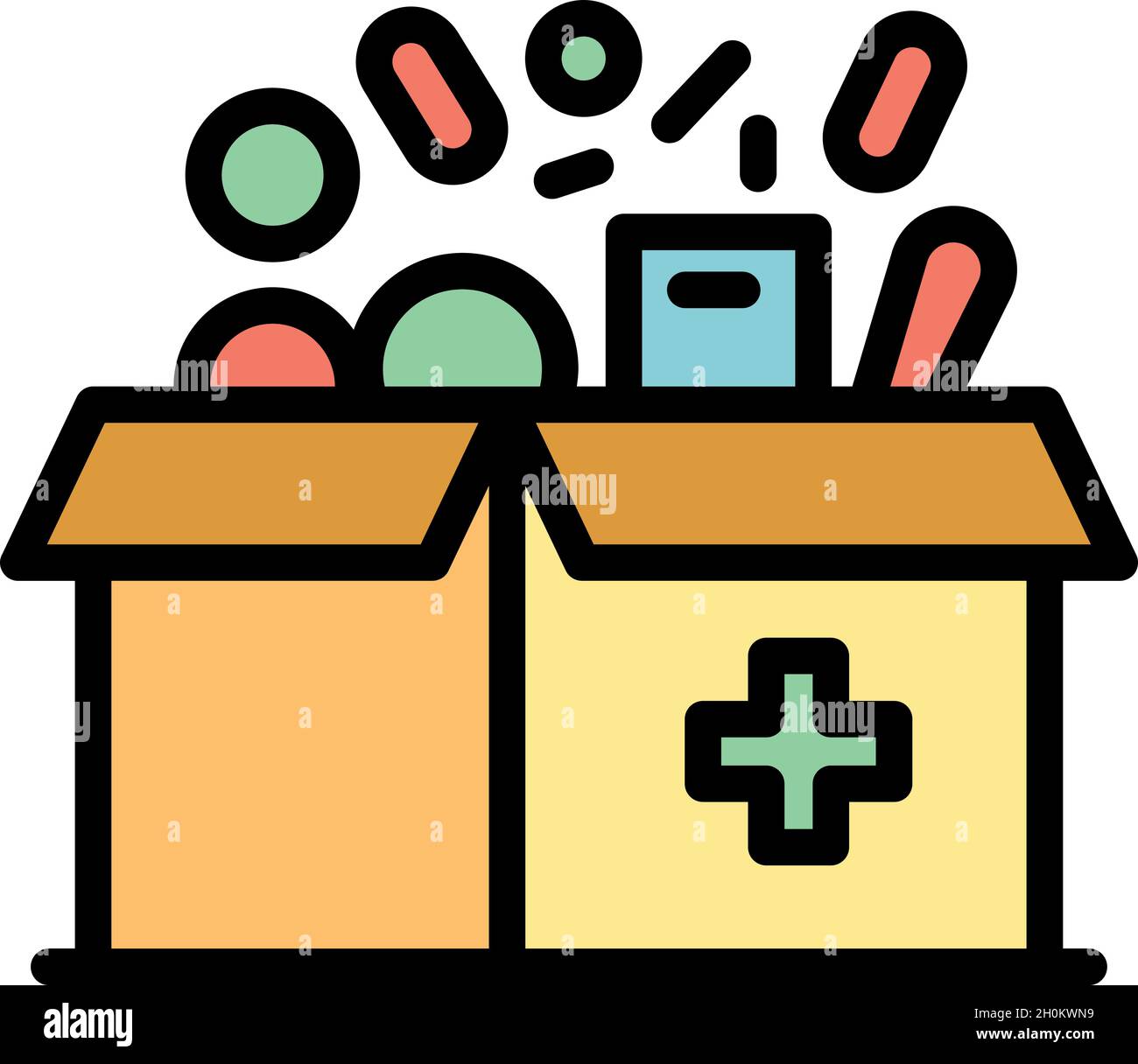 Box for medications icon. Outline box for medications vector icon color ...