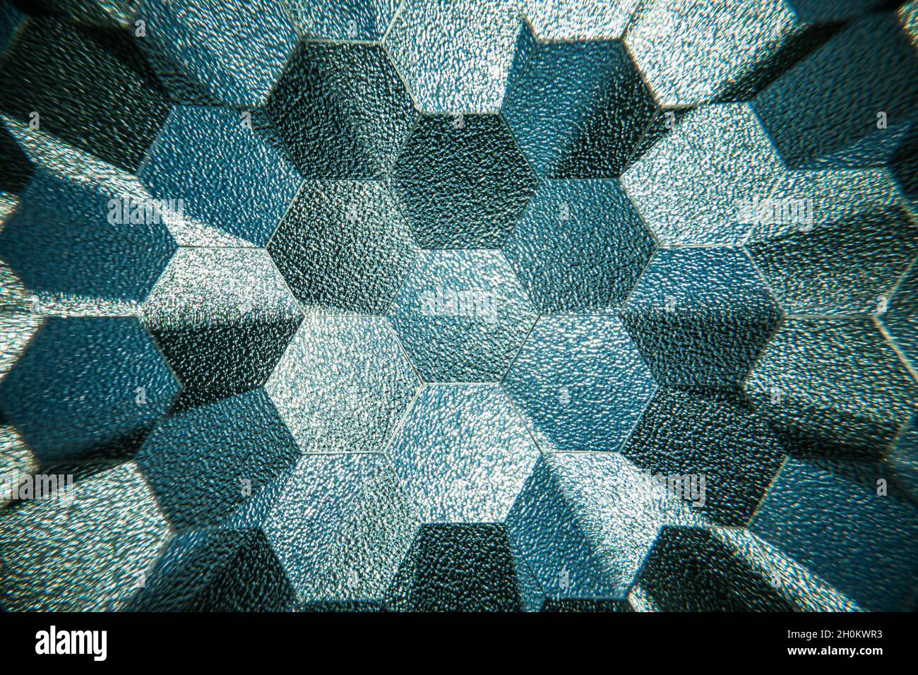 Hexagonal abstract texture background. Hexagonal refraction effect background. Stock Photo