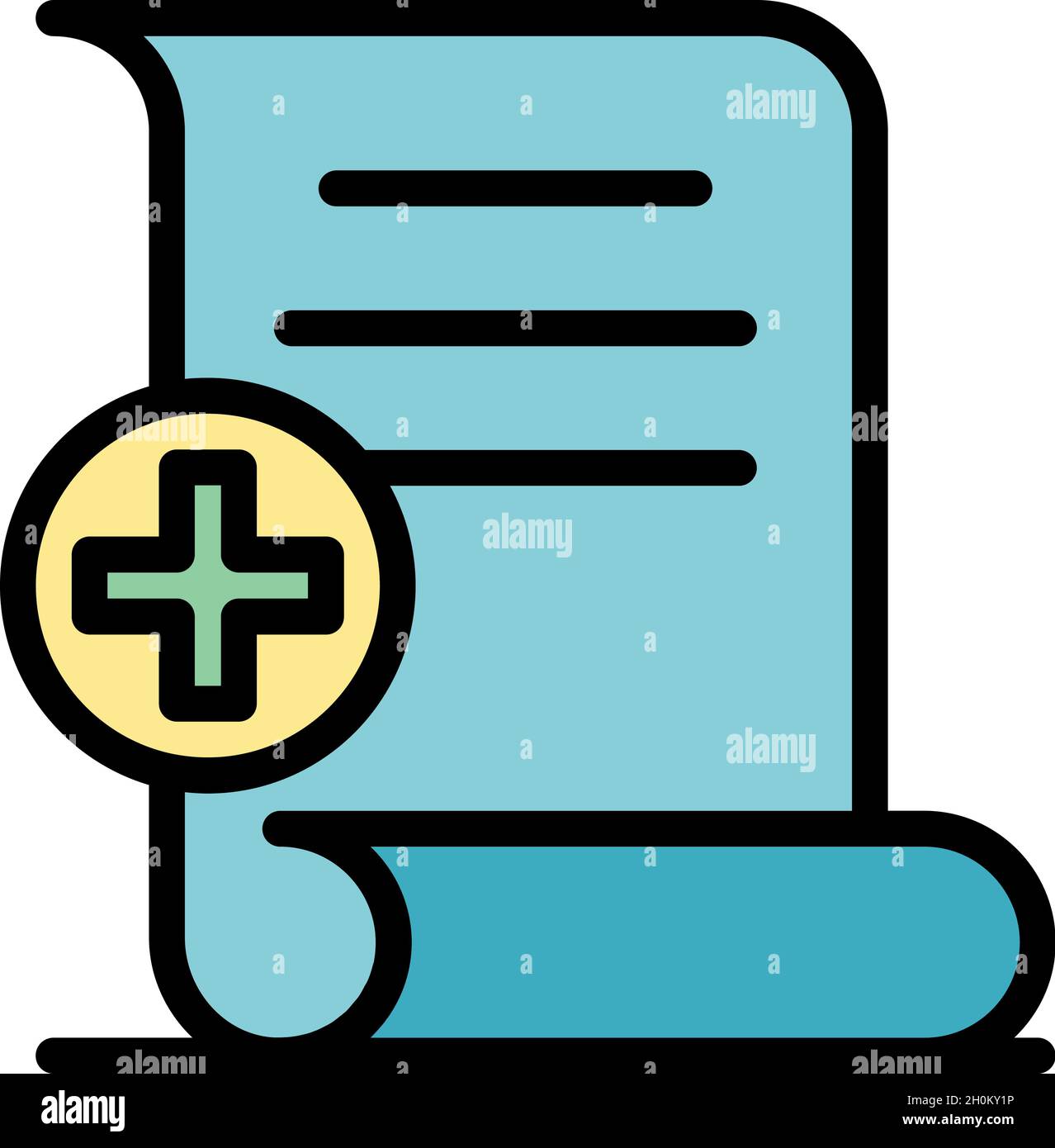 Medical document icon. Outline medical document vector icon color flat ...