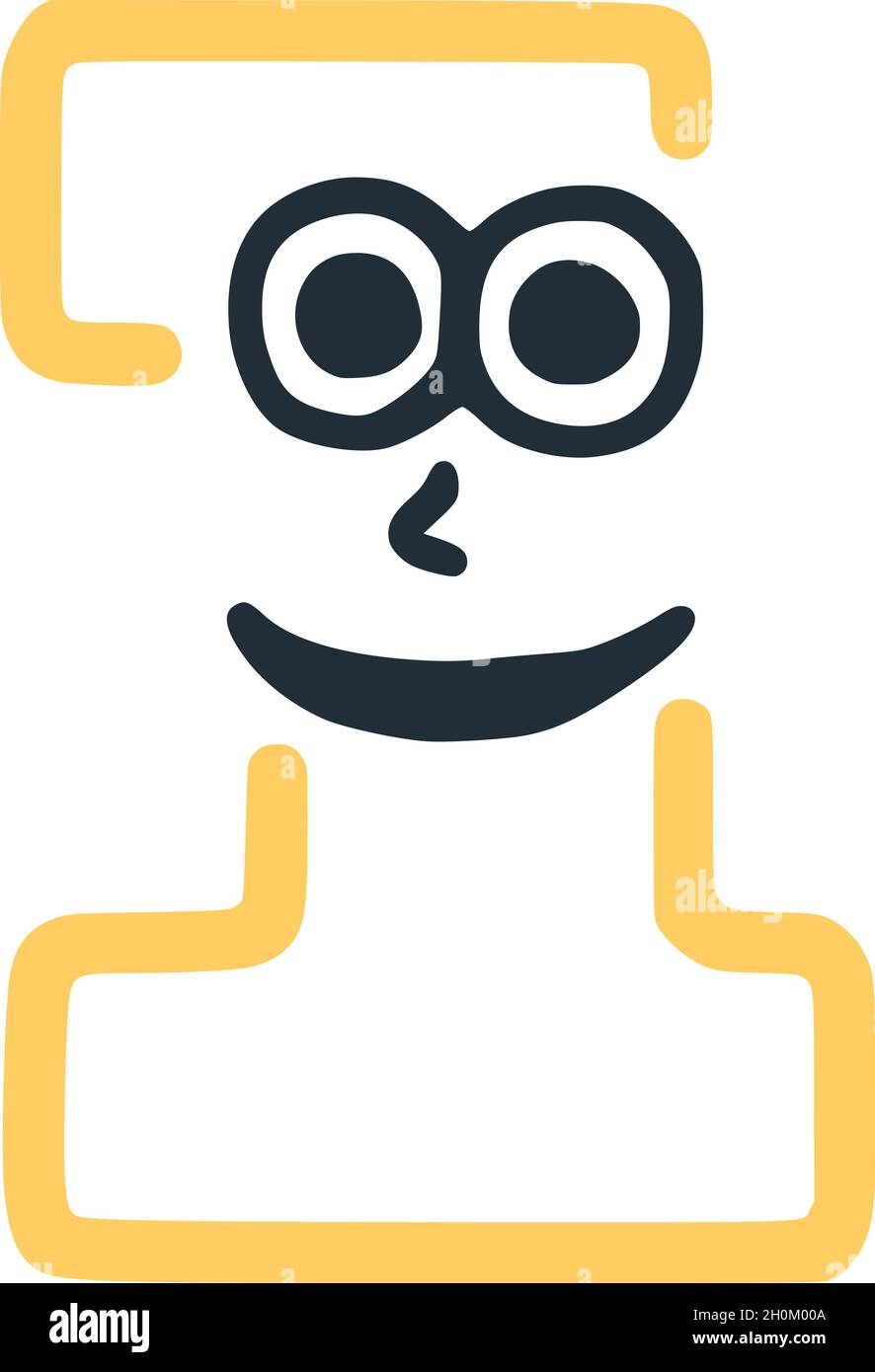 Number 0 happy eccentric smiling character, smiley face