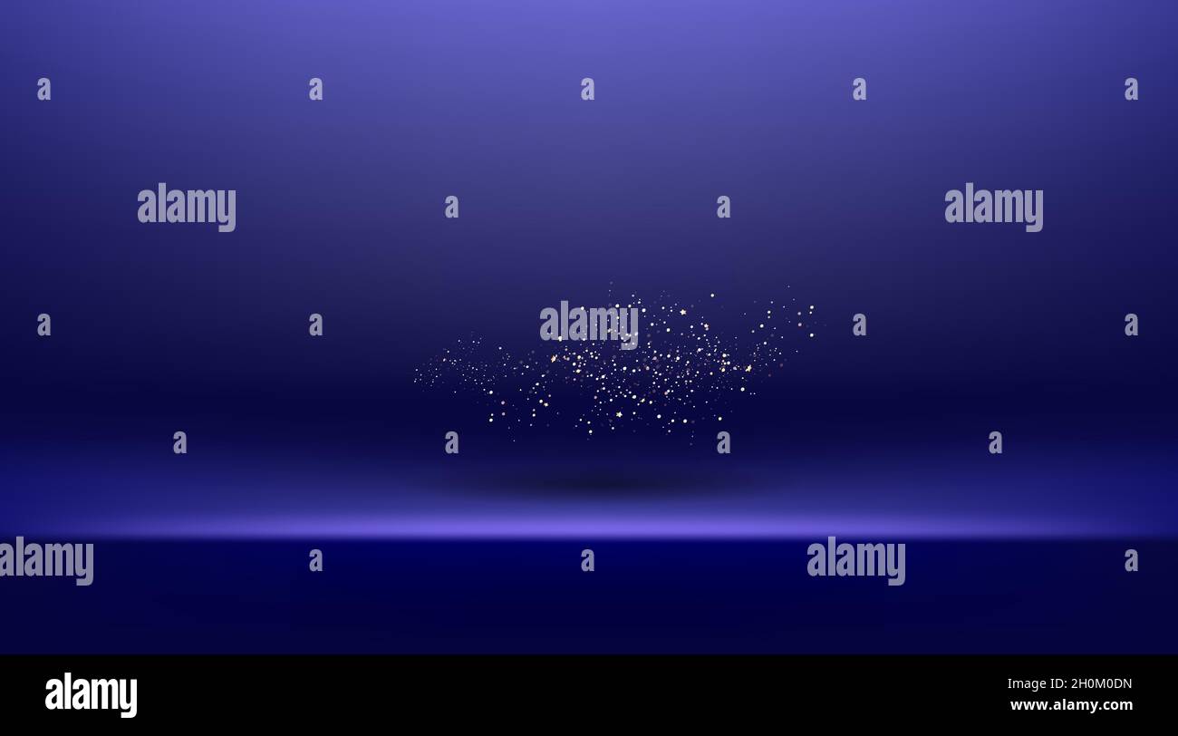 Shining spotlights and empty scene. Glittering abstract background. Stock Vector