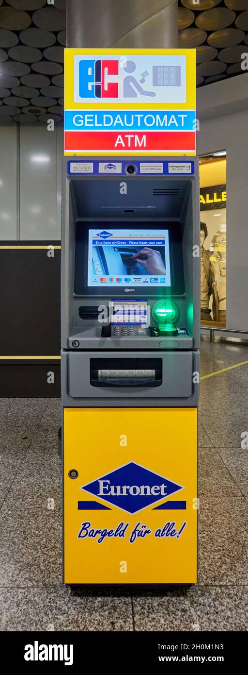 Euronet cash machine to withdraw cash with a credit card or EC card in Hannover, Germany, September 29, 2021 Stock Photo