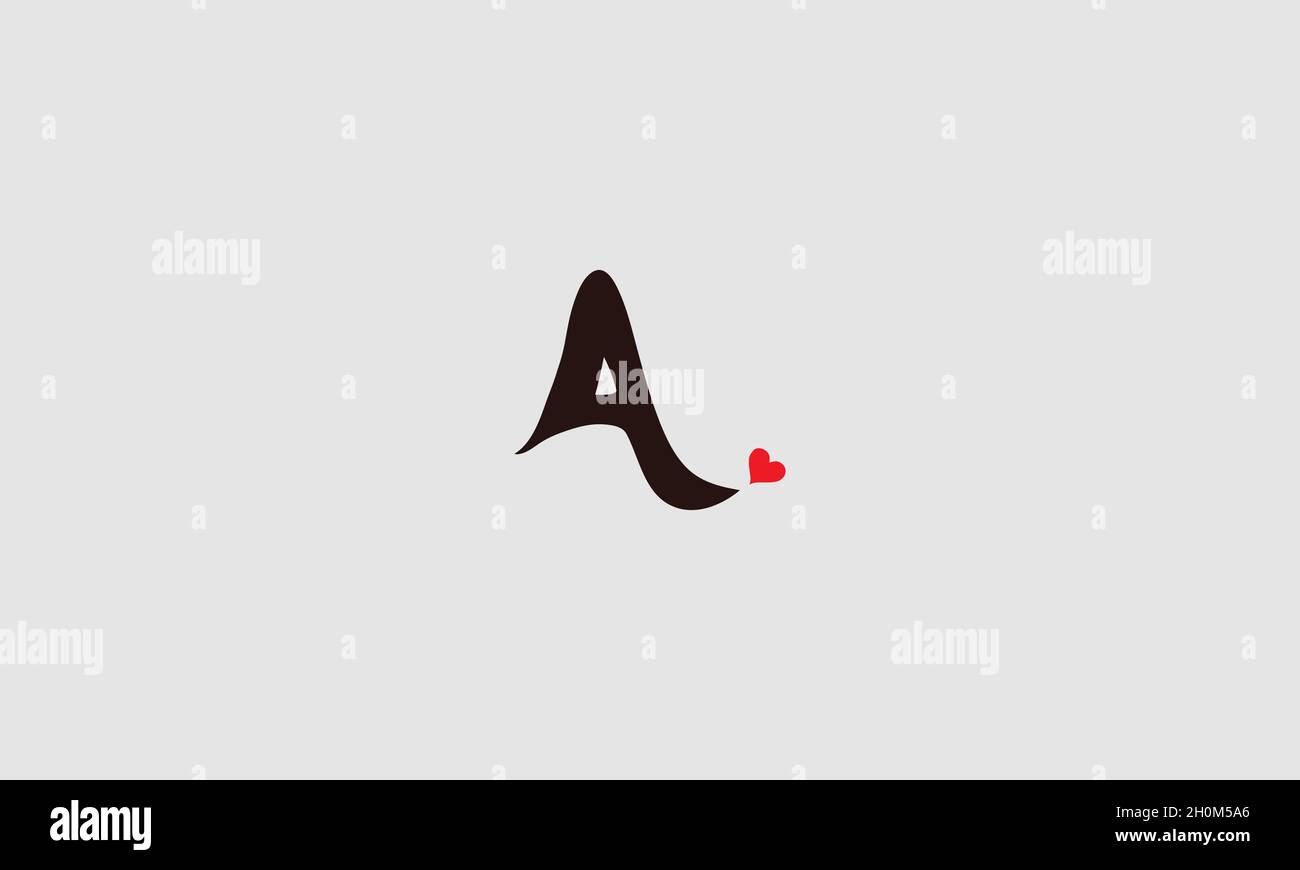 letter A with Heart minimal logo Stock Vector