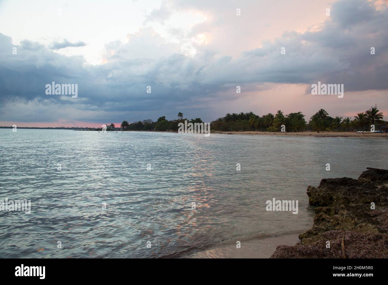 Evening light over The Bay of Pigs, Playa Larga, Zapata Peninsula, Matanzas Province, Cuba Stock Photo