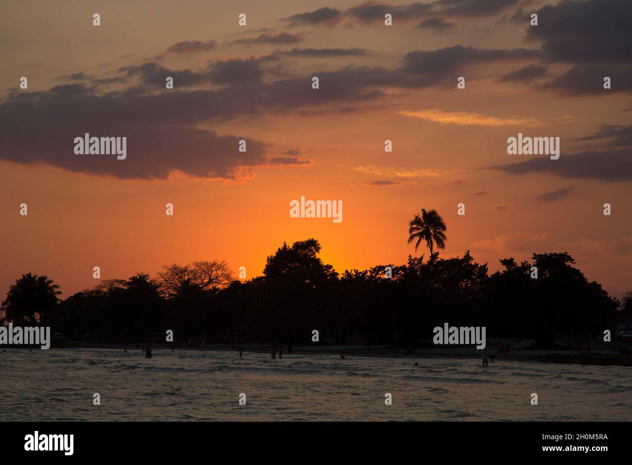 Sunset, The Bay of Pigs, Playa Larga, Zapata Peninsula, Matanzas Province, Cuba Stock Photo