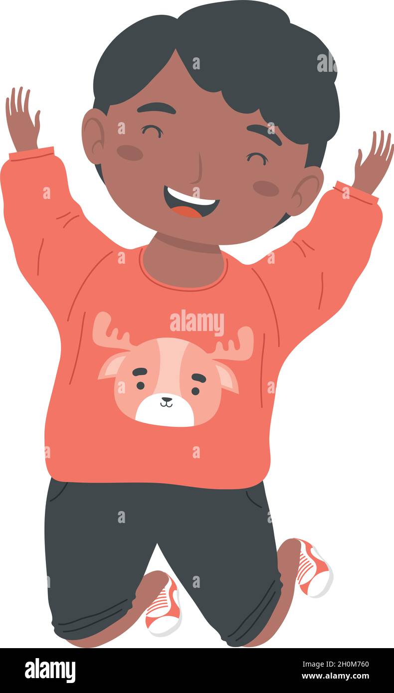 afro little boy celebrating character Stock Vector Image & Art - Alamy