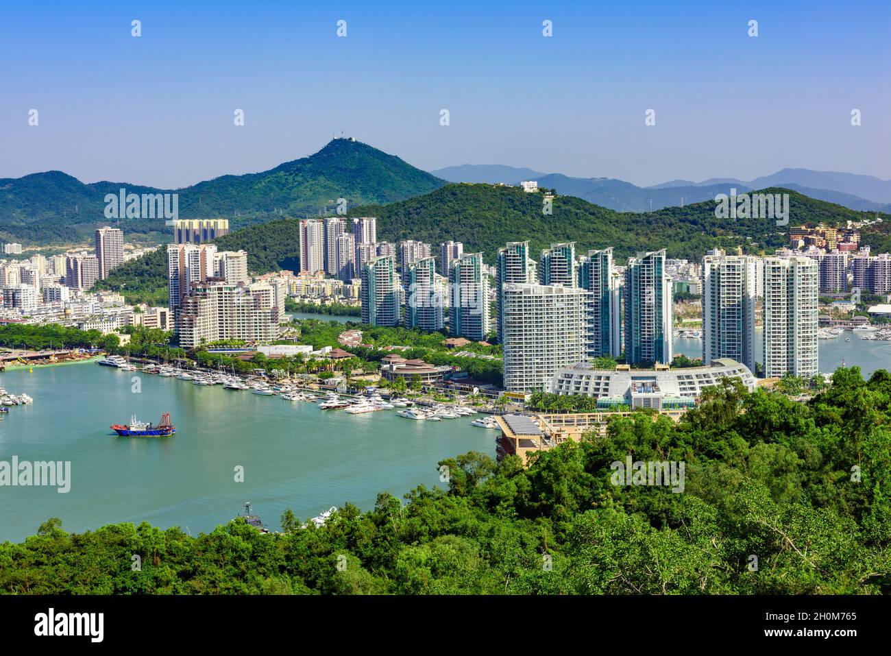 Hainan, China - 18 December 2017: Cityscape of Sanya city, Hainan Island, China. Stock Photo