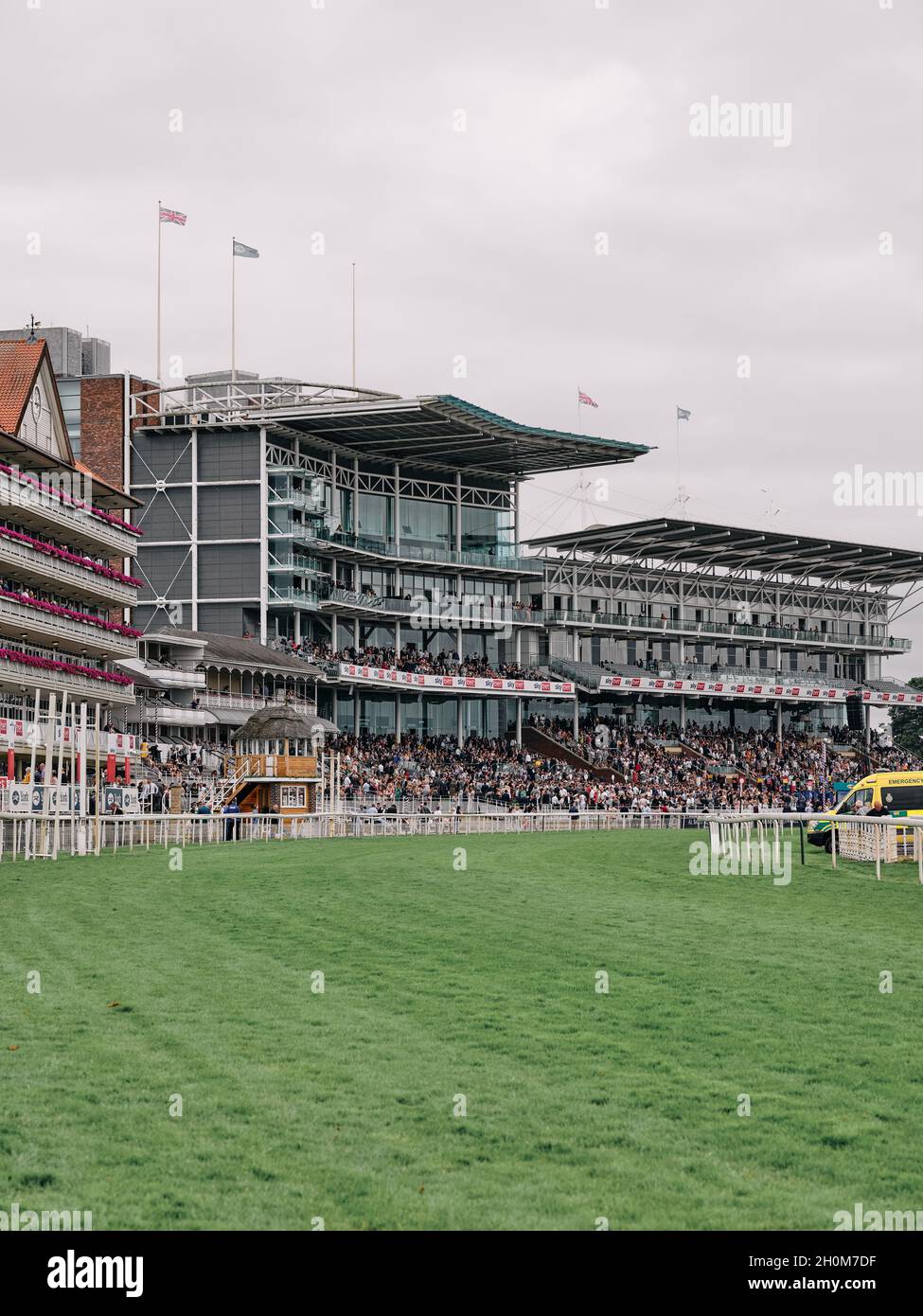 The Ebor and Knavesmmire county stands and racecourse at York Racecourse Yorkshire England UK summer 2021 Stock Photo