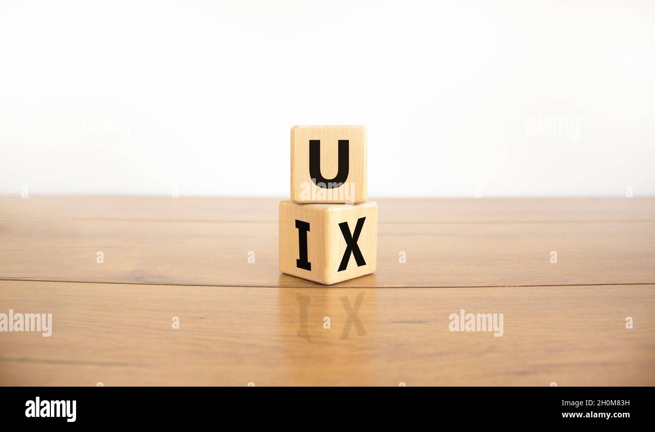 UX design or UI design symbol. Turned cube and changed words 'UX - user ...