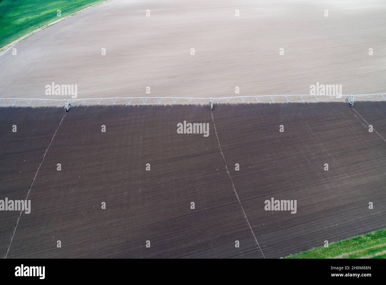 Aerial image of agricultural field with center pivot irrigation systems ...