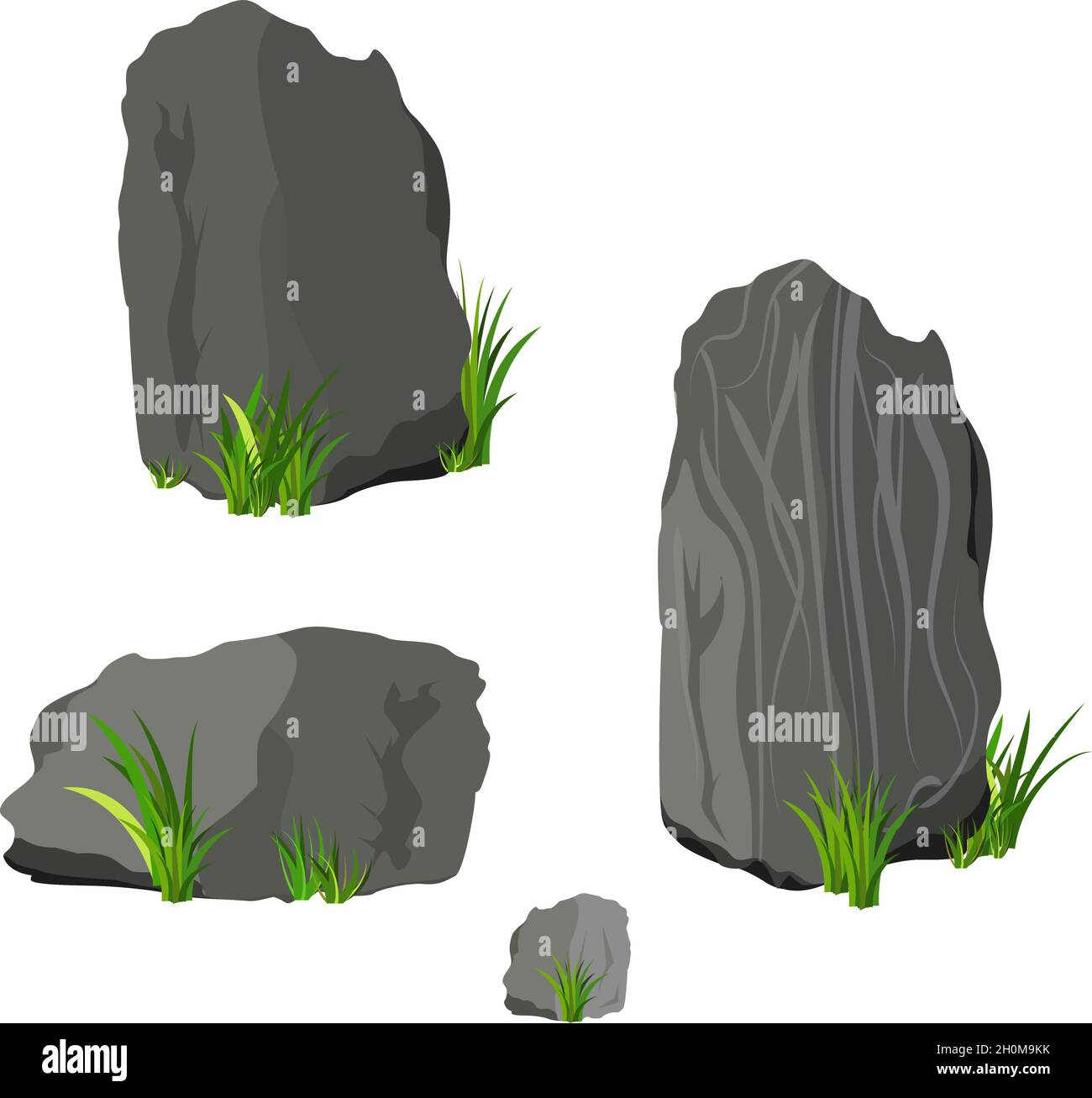 A group of rocks with one tall and sharp rock vector illustration outline  only for coloring book isolated on square white background. Simple flat  cartoon art styled drawing monochrome. 28652075 Vector Art